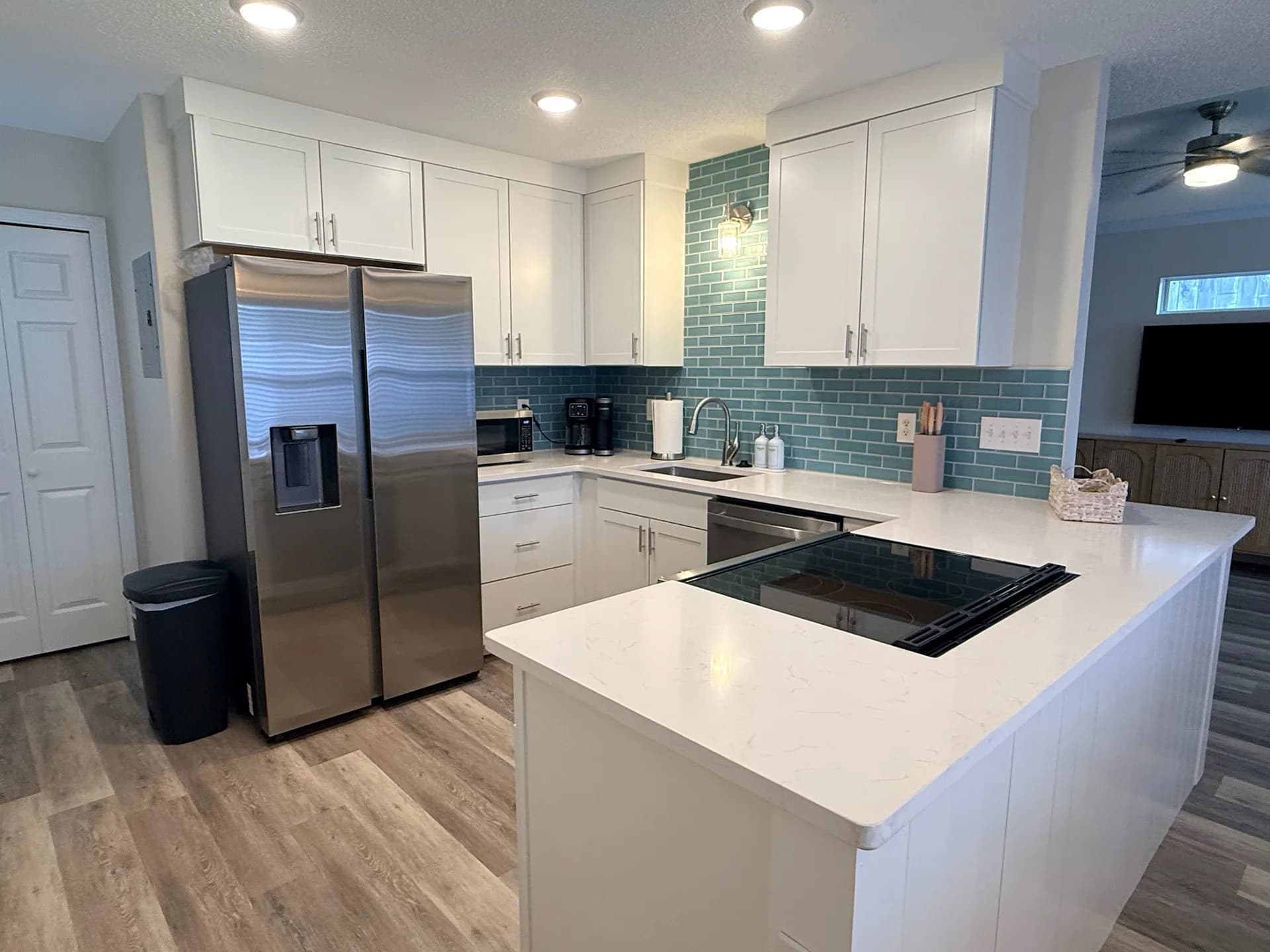Kitchen at the Tiny Tides cottage