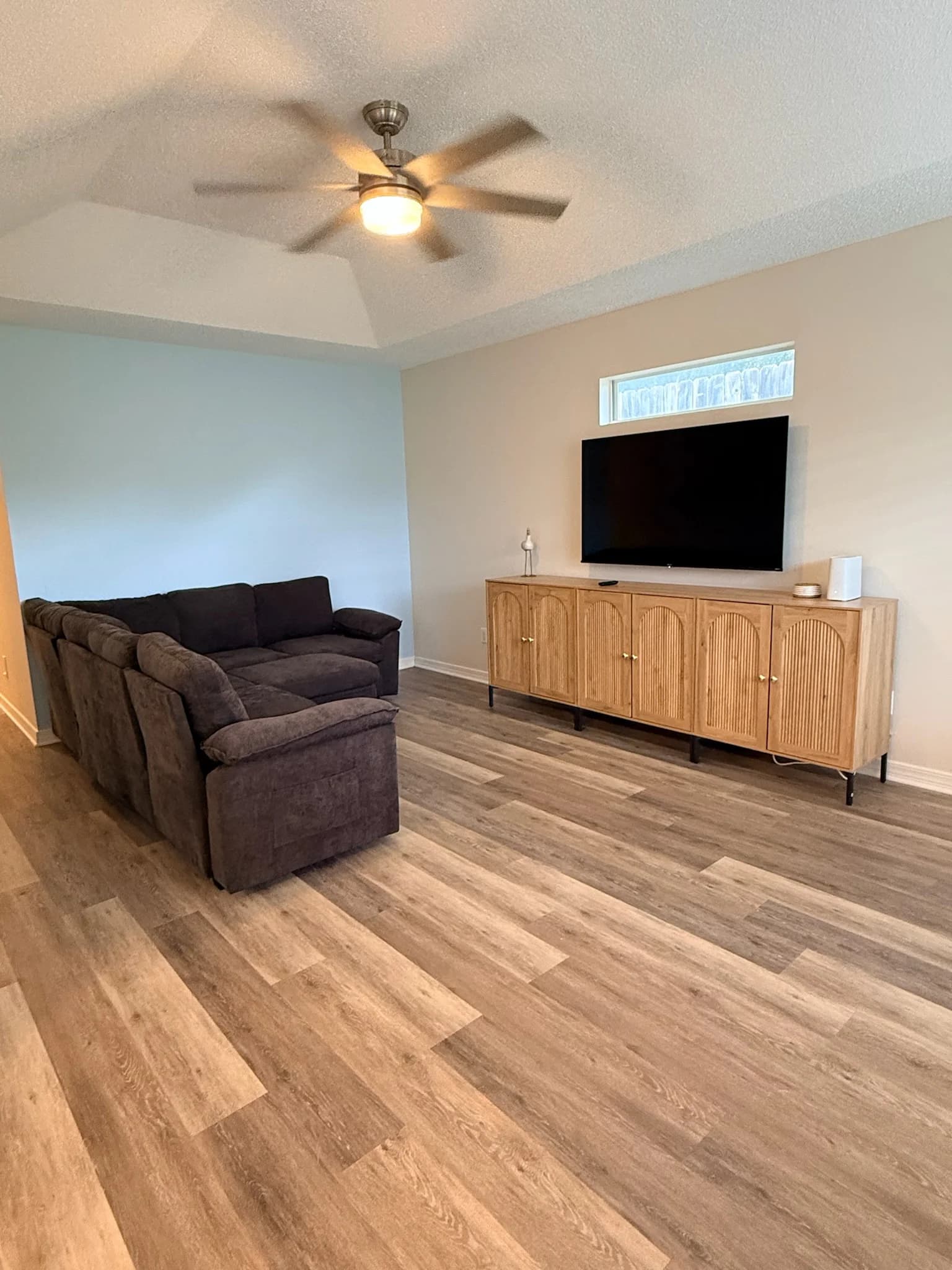 Living space at the Tiny Tides cottage