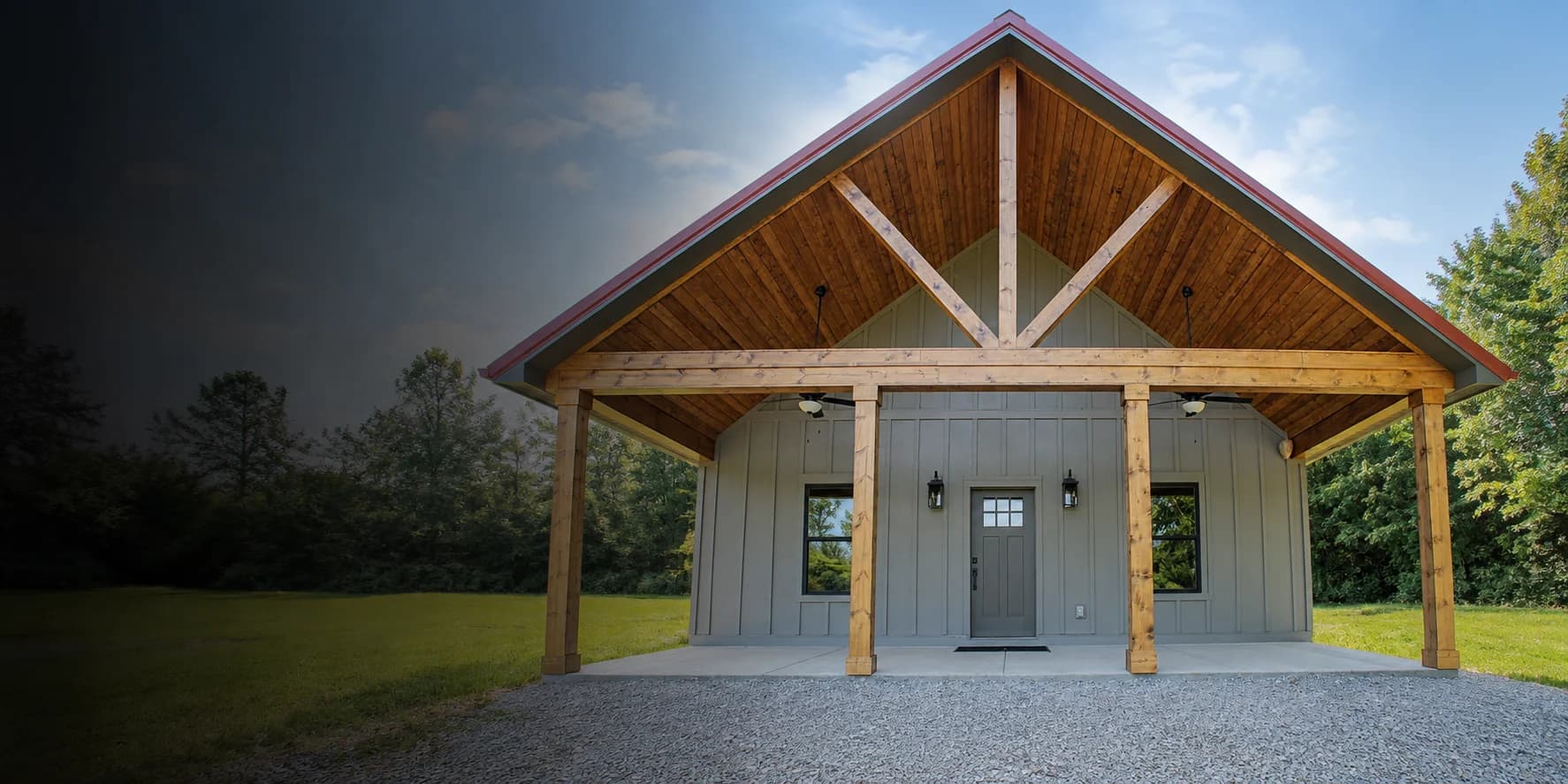 Timber porch and entrance to a retreat — edited project photograph
