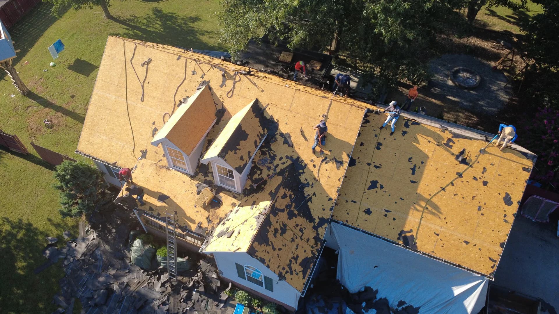 Residential roofing detail, original drone photograph