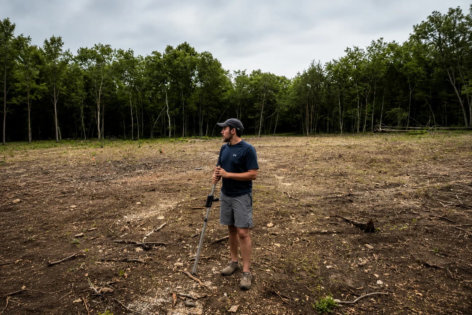 Matt looking over a potential homesite — edited project photograph